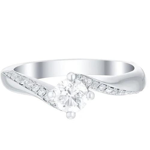    Fancy Princess Cut Vintage Style White Gold Diamond Solitaire Ring with Accents 