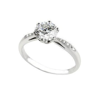 White Gold  Jewelry Sparkling Unique Solitaire Ring with Accents White Gold Diamond 
