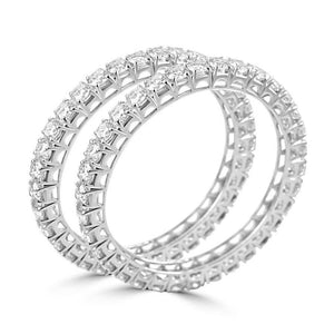 White Gold 14K Sparkling Brilliant Cut Pair Of 25.6 Carats Diamond Women Bangles Bangle