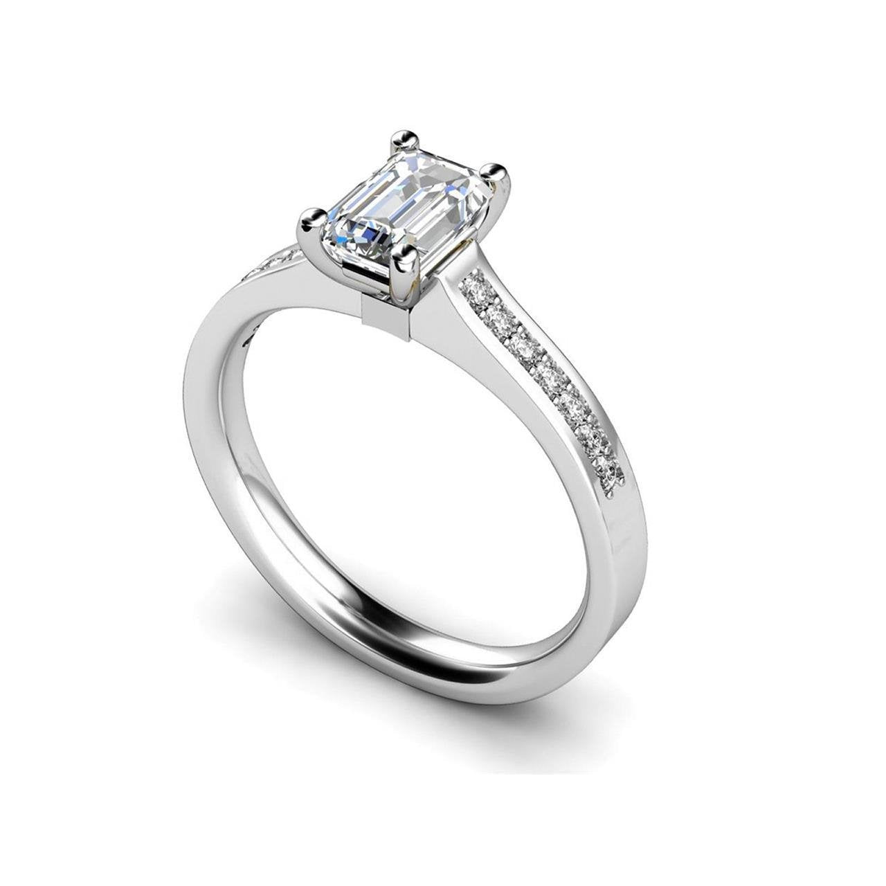 Split Shank Jewelry White Gold Solitaire Ring with Accents