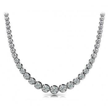 White Gold 14K Sparkling Round Brilliant Cut 22.00 Carats Diamonds Necklace Necklace