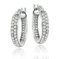 Sparkling Round Hoop Shaped F Vvs1 Diamond Earrings 2.50 Carat WG 14K