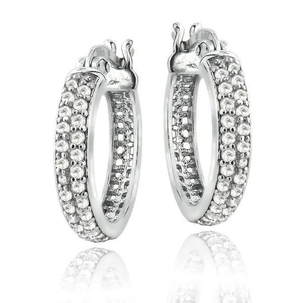 White Gold  Sparkling Round Hoop And Shaped Diamonds Earrings