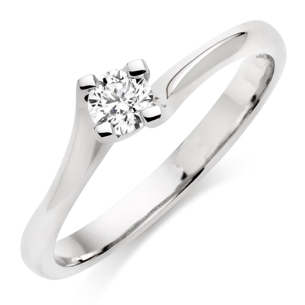  Fancy Lady’s Sparkling Vintage Style White Gold Diamond Solitaire Ring 