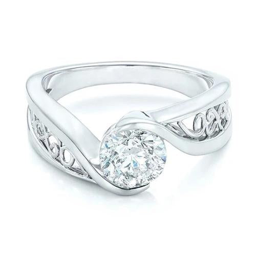 White Gold Sparkling Solitaire Round Shape 2.00 Carats Diamond Engagement Ring Solitaire Ring