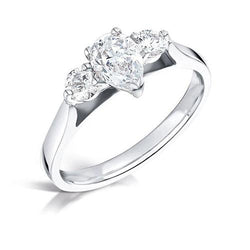 Three Stone 2.75 Carats Diamonds Engagement Ring White Gold 14K