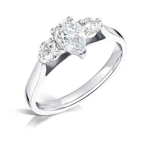 White Gold 14K Three Stone 2.75 Carats Diamonds Engagement Ring Three Stone Ring