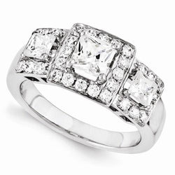 White Gold Three Stone Style Diamond Engagement Fancy Ring 3.50 Carats