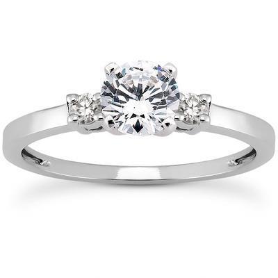 White Gold 14K Three Stone Round Cut 2.50 Ct Diamonds Engagement Ring Three Stone Ring