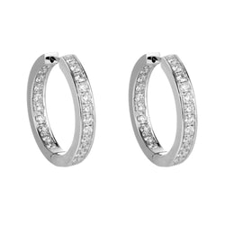 White Gold 14K Women Hoop Earrings 4.30 Carats Round Cut Diamonds