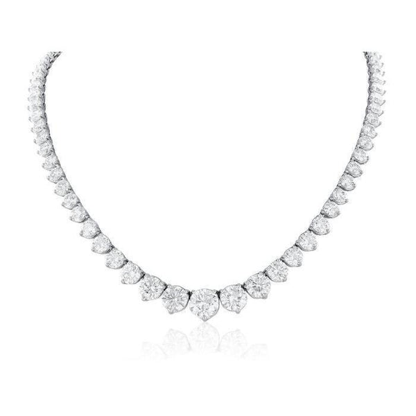 White Gold 14K Women Necklace  Small Round Cut 25.00 Carats Diamonds Necklace