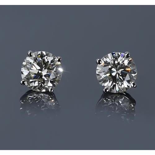 Fancy White Gold  Round Diamond Stud Earrings 