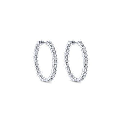White Gold  2.70 Ct Gorgeous Round Cut Diamonds Ladies Hoop Earring
