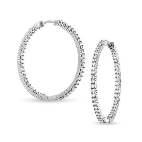White Gold 2.75 Ct F Vvs1 Brilliant Cut Diamonds Lady Hoop Earrings Hoop Earrings