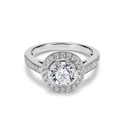White Gold 3.50 Carats Natural Earth Mined Diamond Engagement Ring Halo