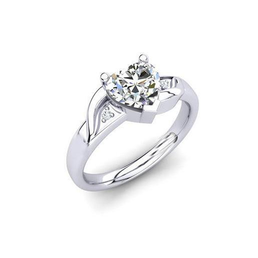 White Gold Big Heart Shape Sparkling 2.35 Ct Diamonds Engagement Ring Engagement Ring