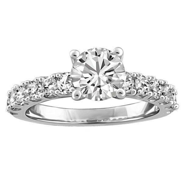 Natural Brilliant Engagement White Gold Diamond Solitaire Ring with Accents