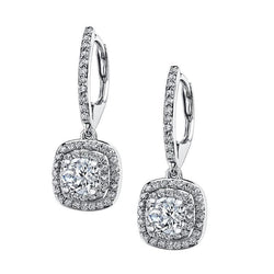 White Gold Dangle Diamonds Earrings 14K F Vs1/Vvs1 2.70 Carats
