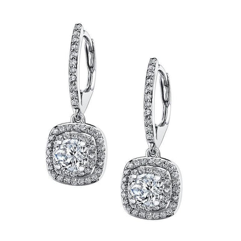 White Gold Dangle Diamonds Earrings 14K F Vs1/Vvs1 2.70 Carats Dangle Earrings
