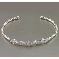 Real  White Gold Diamond Bangle Bezel Set 1.50 Carats Women Jewelry