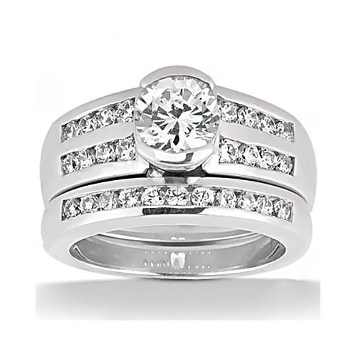 White Gold Diamonds 1.80 Cts. Engagement Set Band Ring Diamond Engagement Ring Set