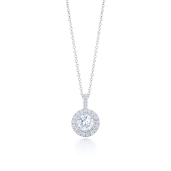 White Gold Diamonds Pendant Necklace Chain 1.80 Carats Prong Set