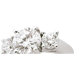 White Gold Diamond Women Three Stone Ring 2.55 Carats