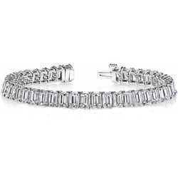 Real  White Gold Emerald Diamond Tennis Bracelet Jewelry 30.40 Ct