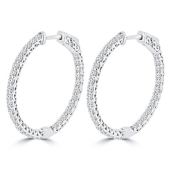 White Gold Gorgeous Round Cut 2.50 Ct Diamonds Ladies Hoop Earrings