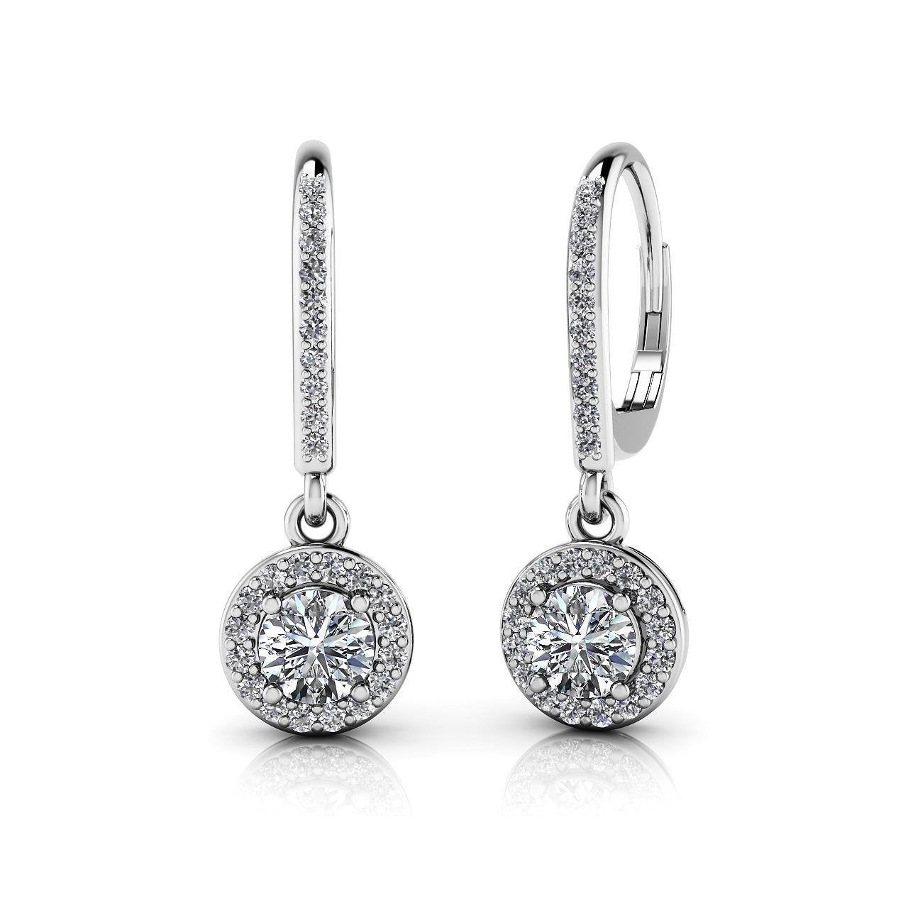 White Gold Lady Dangle Diamonds Earring 14K Prong Set 2.50 Carats Dangle Earrings