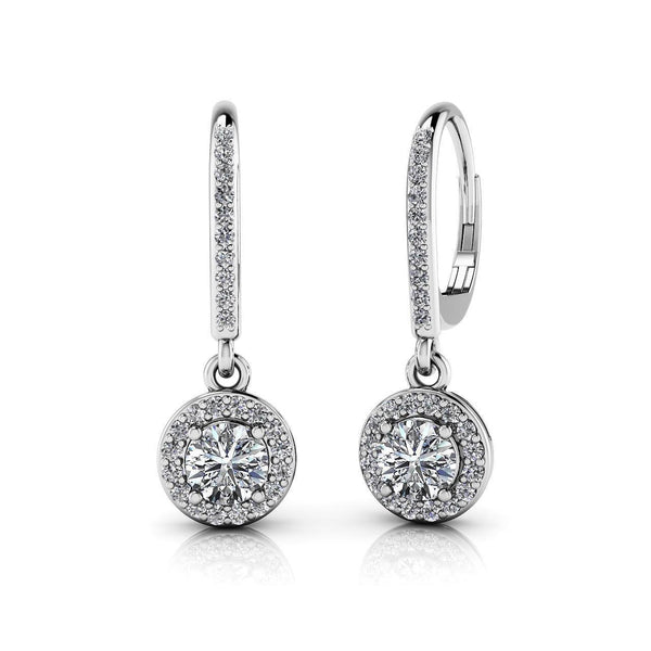 White Gold Lady Dangle Diamonds Earring 14K Prong Set 2.50 Carats Dangle Earrings