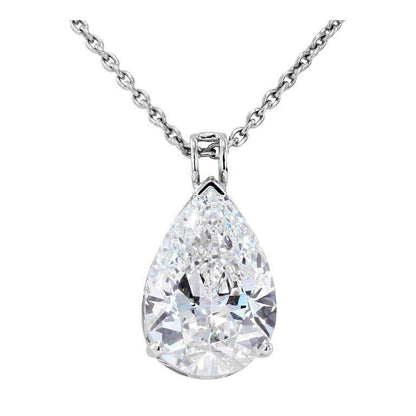 White Gold Pear Cut Diamond Ladies Solitaire Pendant  Jewelry 2 Ct. Pendant