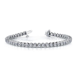 White Gold Prong Lab Grown Diamonds Basic Tennis Bracelet 6.90 Carats