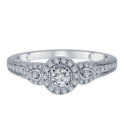 Natural  Sparkling Diamonds Antique Style Halo Ring With Accents 2.50 Ct WG 14K