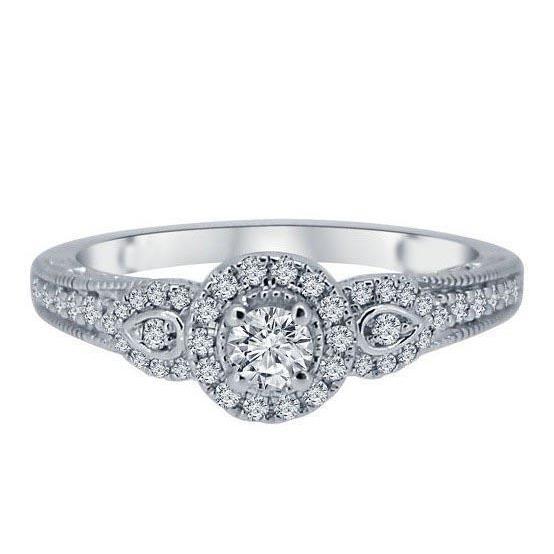 White Gold Prong Set 2.50 Ct Sparkling Diamonds Antique Style Ring Ring
