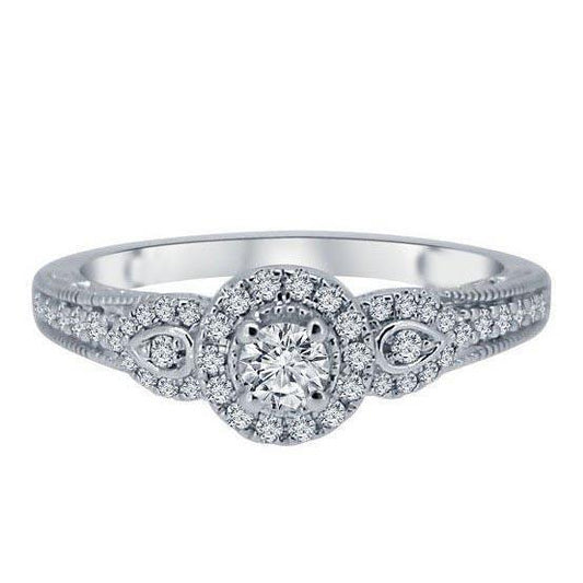 White Gold Prong Set 2.50 Ct Sparkling Diamonds Antique Style Ring Ring