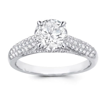 Engagement White Gold Diamond Solitaire Ring with Accents