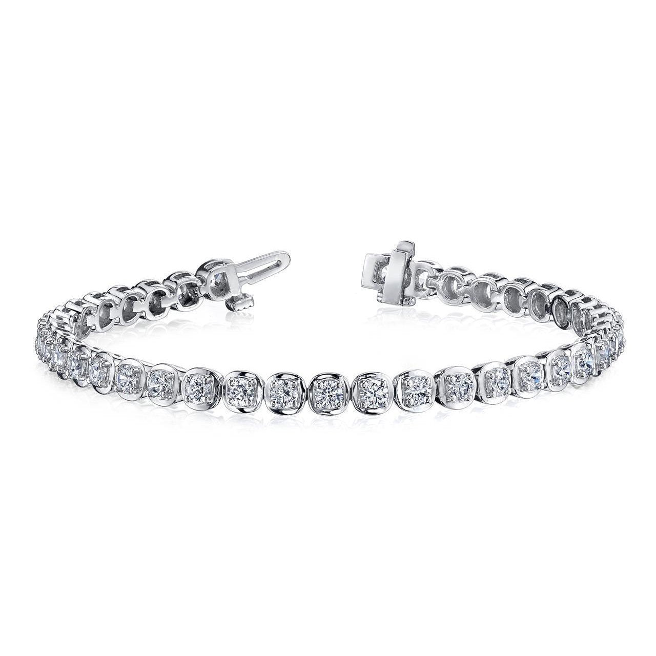 White Gold Prong Setting 10 Ct Round Cut Lab Grown Diamonds Tennis Bracelet