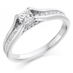 2.60 Carats Princess Natural Earth Mined Diamond Wedding Ring With Accents White Gold