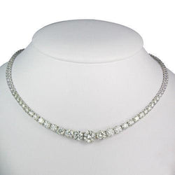 White Gold Sparkling Brilliant Cut 14.00 Ct Diamonds Necklace