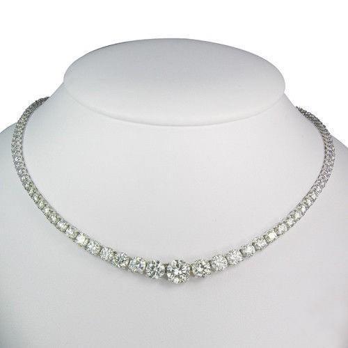 White Gold Sparkling Brilliant Cut 14.00 Ct Diamonds Necklace Necklace