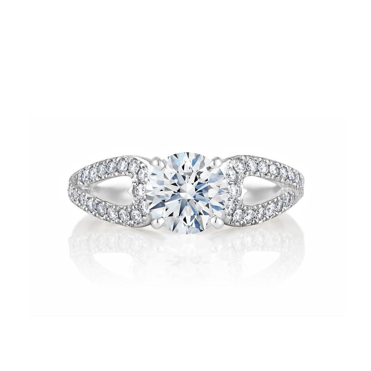 Vintage Style White Gold Diamond Solitaire Ring with Accents