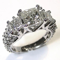 Princess And Round Diamond 3 Stone Style Engagement Ring 3.50 Carats