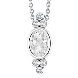White Gold Natural Earth Mined Diamond Pendant Slide Bezel Set Oval Old Cut 4.50 Carats