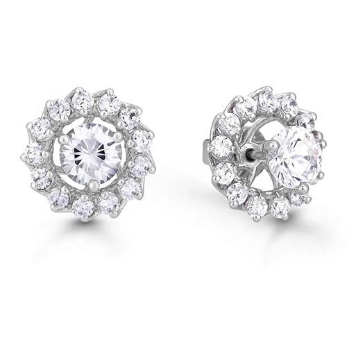 Unique Studs Halo Earrings White Gold Diamond  