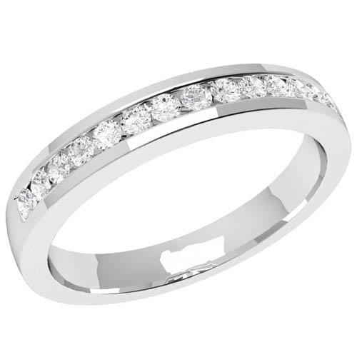Women 14K White Gold Brilliant Cut Diamond Wedding Band 1.40 Carats Half Eternity Band