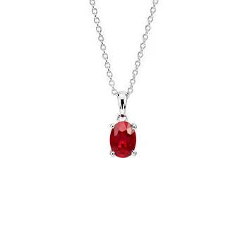 Women 14K White Gold Jewelry Oval Cut Red Ruby Gemstone Pendant Gemstone Pendant