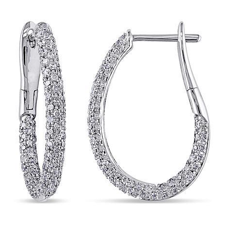 Women 14K White Gold Round Cut Diamond Hoop Ear Ring Jewelry 3 Ct. Hoop Earrings