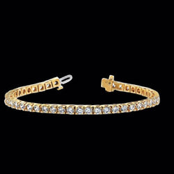 Genuine  Women 14K Yellow Gold Round 6 Carats Diamond Tennis Bracelet Jewelry