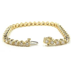 Real  Women 14K Yellow Gold Round Diamond Tennis Bracelet 8 Carats